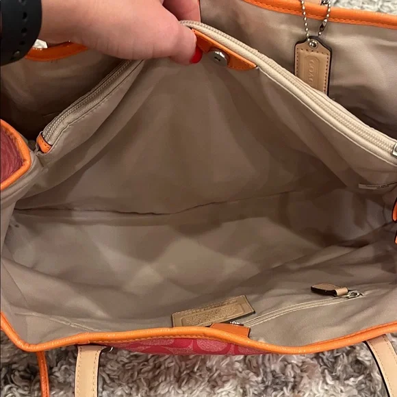 Coach Vibrant Pink and Orange Signature Tote - Picture 7 of 7